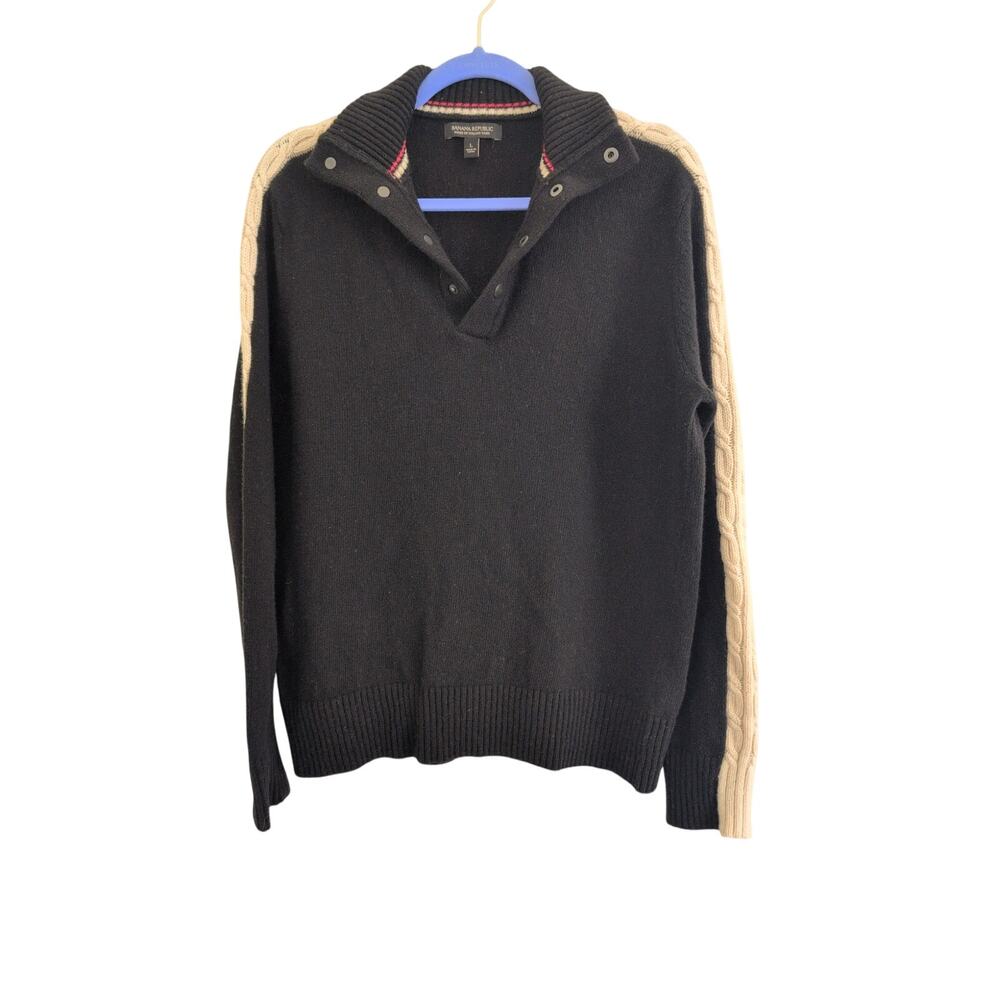 Banana Republic Italian Yarn Merino Wool Blend 1/4 Pullover Sweater size L